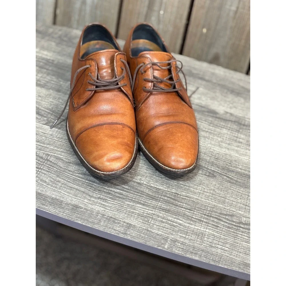 Cole Haan Grand.OS Mens Tan Brown Leather Cap Toe Derby Dress Shoes Size 5 D